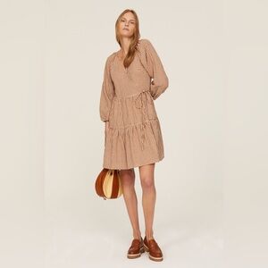 Madewell | XS | Orange Gingham Puff Sleeve Tiered Wrap Mini Dress